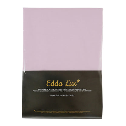 Verpackung von Edda Lux Spannbetttuch für Boxspringbetten und hohe Matratzen mit aufgedrucktem Matratzenmaß 120×220 cm