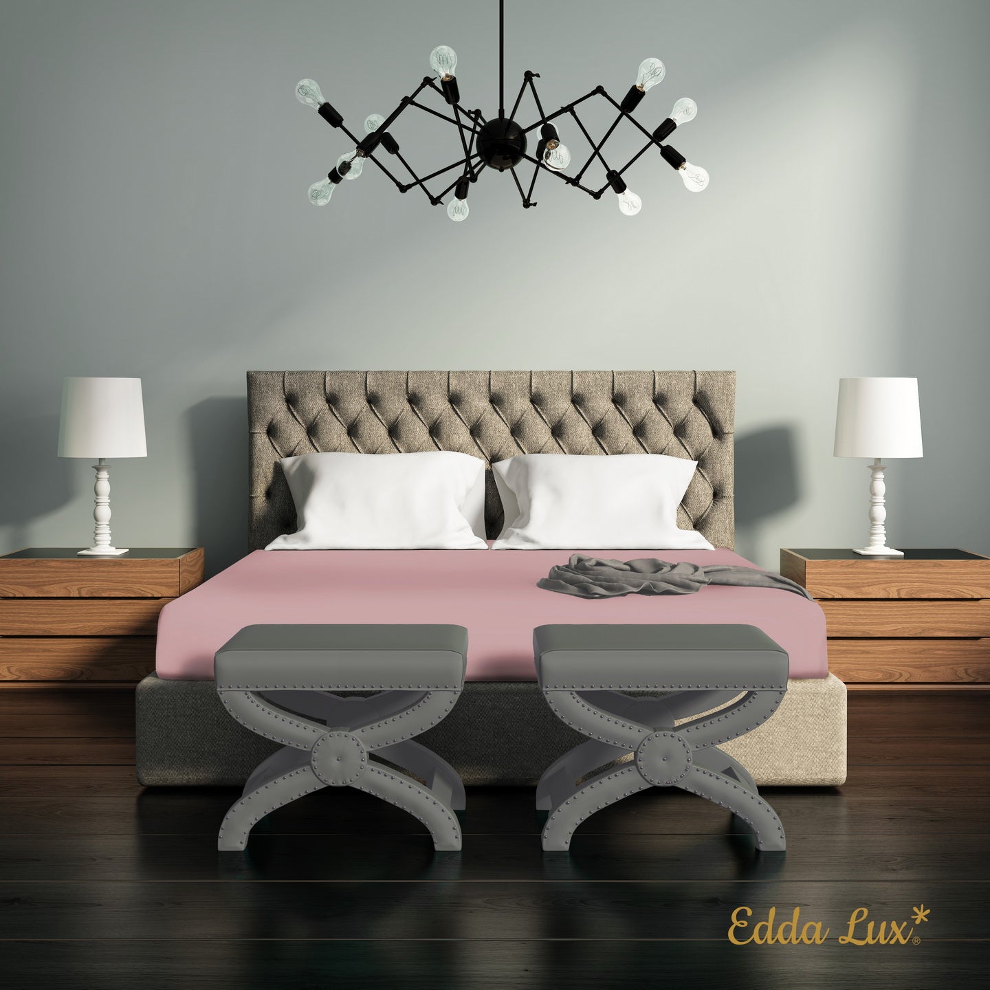 Wasserbett mit Spannbettlaken für hohe Matratzen in Rosa