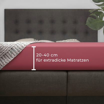Rotes Spannbettlaken für Boxspringbetten und hohe Matratzen mit 35 cm Steghöhe