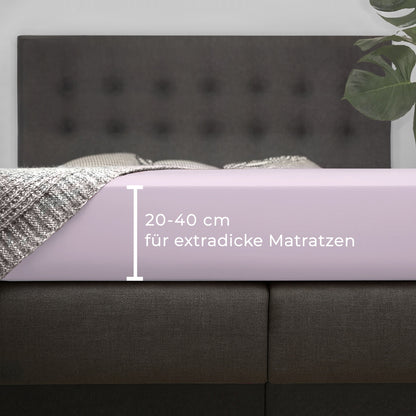 Violettes Spannbetttuch für Boxspringbetten und hohe Matratzen mit 30 cm Steghöhe