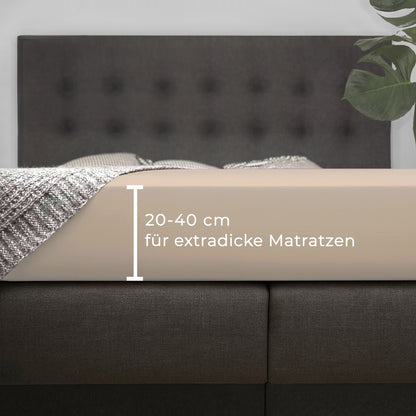 Sandfarbenes Spannbettlaken für Boxspringbetten und hohe Matratzen mit 40 cm Steghöhe