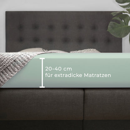 Grünes Spannbetttuch für Boxspringbetten und hohe Matratzen mit 25 cm Steghöhe