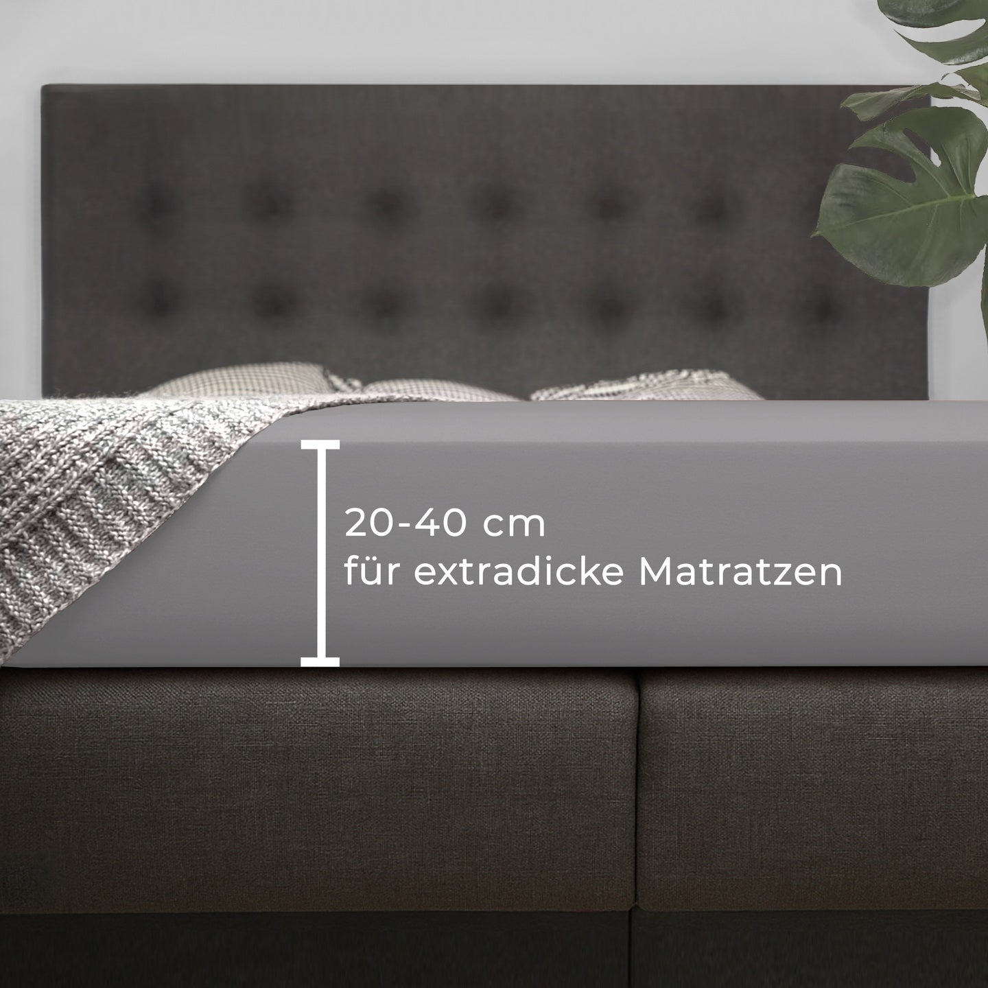 Graues Bettlaken für Boxspringbetten und Wasserbetten mit 30 cm Steghöhe